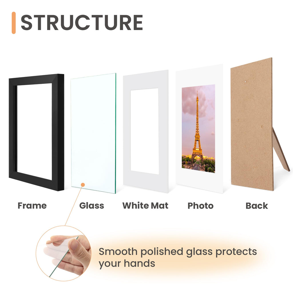 upsimples 11x14 Picture Frame, Gallery Glass Photo Frames Set of 3, Black
