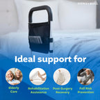 HONEYBULL Bed Rails for Elderly Adults - Medical Bed Assist Rail with Support Bar, Storage Bag & Safety Strap, Fits King, Queen, Full, and Twin Beds – Mobility Assistance for Elderly or Disabled