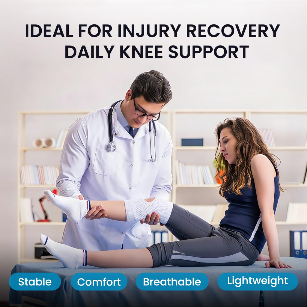 Galvaran Knee Brace with Side Stabilizers for Meniscal Tear Knee Pain ACL MCL Arthritis Injuries Recovery, Breathable Adjustable Knee Support for Men and Women