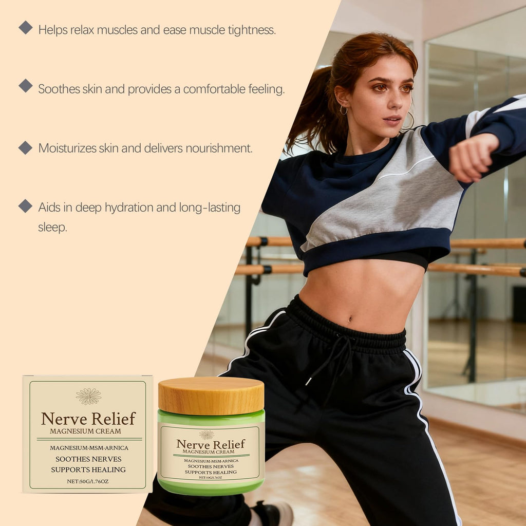 CleJoy Nerve Relief Magnesium Cream with MSM & Arnica, Soothes Nerves & Daily Soothing Support, 50g/1.76oz