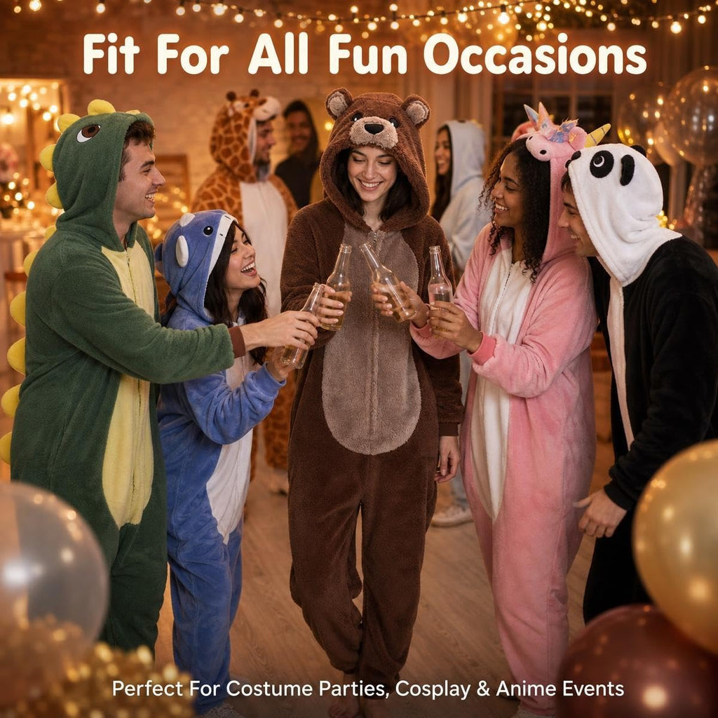 COSUSKET Snug Fit Unisex Adult Onesie Pajamas, Sherpa Bear Animal One Piece Halloween Costume Sleepwear Homewear