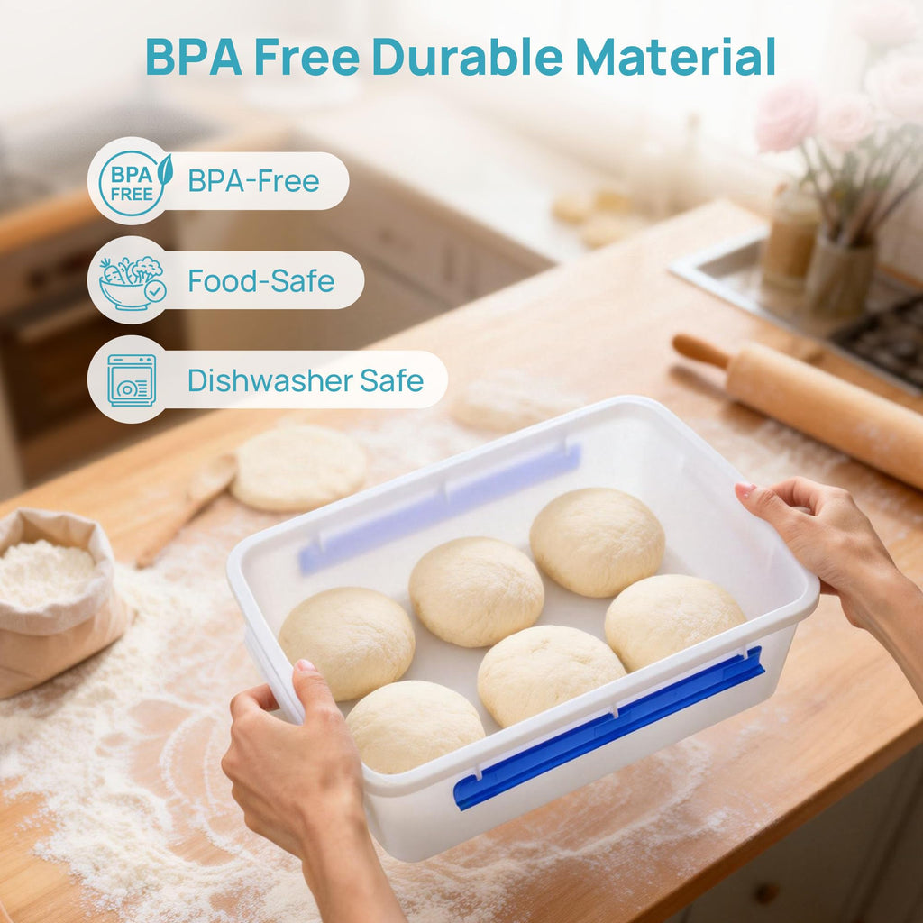 Vtopmart 2 Pack Pizza Dough Proofing Box, Pizza Dough Container with Snap-on Lids, BPA Free Food Storage Containers with Lids and Buckle-Up Latches, Bread Proofing Box Fits 4-6 Balls
