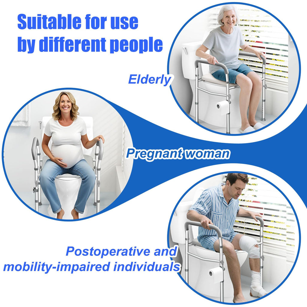 Toilet Seat Riser for Seniors, FSA HSA Eligible Raised Toilet Seat with Handles, 8-Level Height & 3-Level Width Adjustment, Fits Most Body Sizes and Toilets, for Pregnant & Disabled