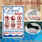 MOLESS 2 Pack Pool Signs – 12x8 Inch Welcome To Our Ool & Funny Pool Rules Sign Safety, Durable 0.040 Aluminum, Easy to Mount, PSP-2401