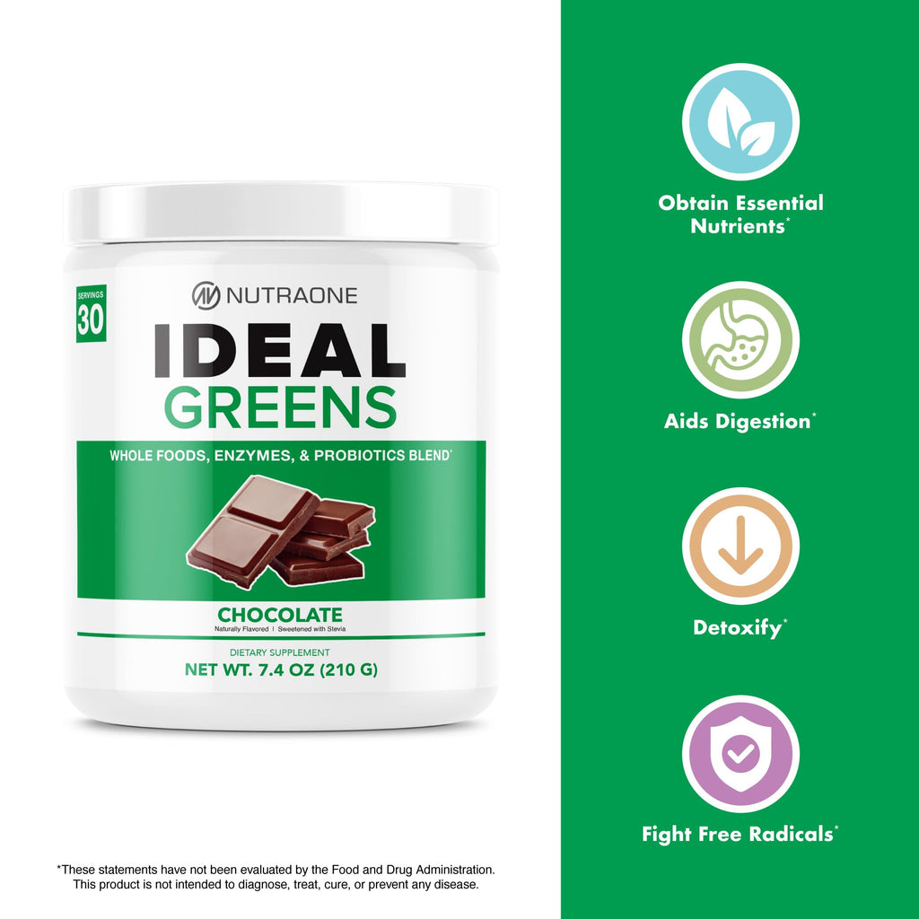 NutraOne Ideal Greens Antioxidant and Nutrient-Rich Superfood Greens Powder Supplement Berry- 30 Servings