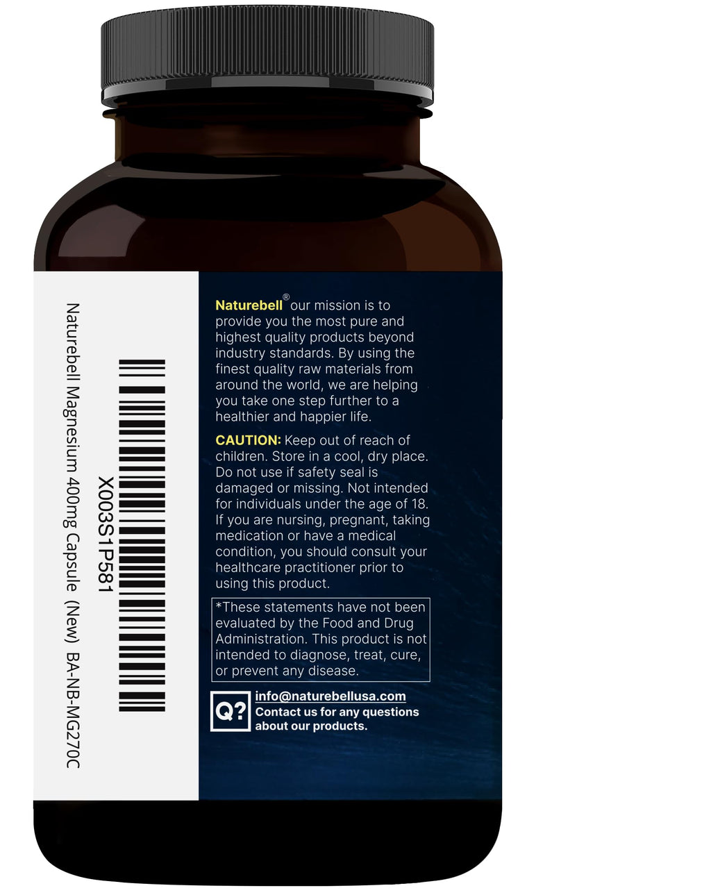 NatureBell Magnesium Glycinate 400mg Elemental, 270 Capsules | 100% Chelated for High Absorption | Supports Muscle, Bone & Heart Health | Non-GMO, Gluten-Free, Vegan