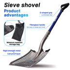WIKER 45in Sand Sifting Shovel with Blue Fiberglass Handle - Heavy Duty Rock/Garden Sifter for Chicken Coop, Soil Screening, Gardening