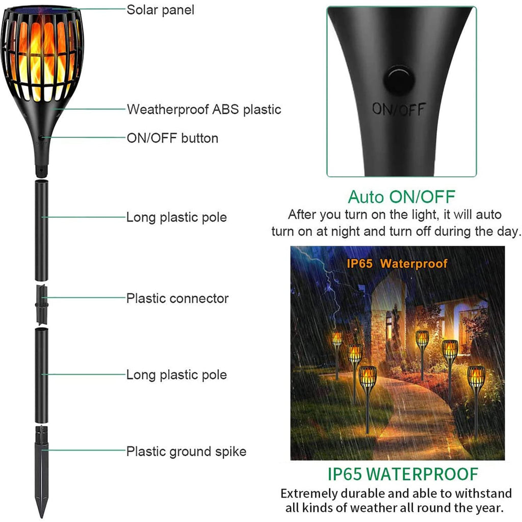 Ollivage Solar Lights Outdoor 43" Flickering Flame Solar Torch Lights