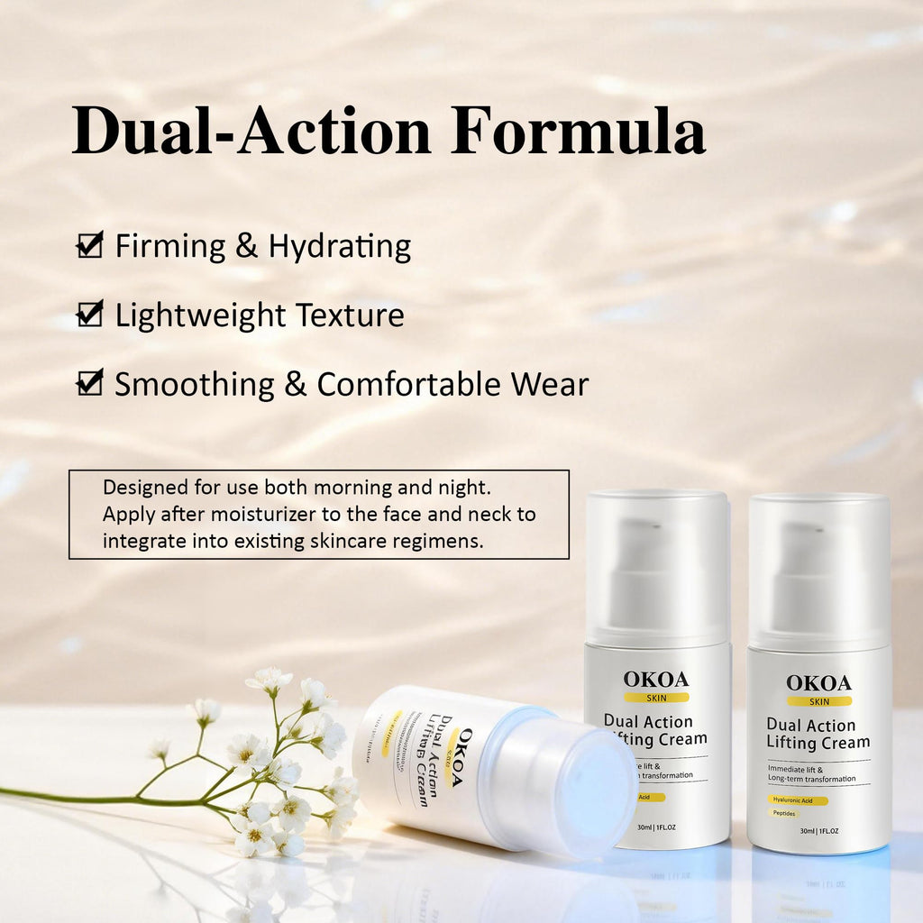 Noni Energy OKOA SKIN Dual Action Lifting Cream - Instant Firming with Peptides & Hyaluronic Acid, Hydrating Moisturizer, All Skin Types, 1.05oz(1pc)