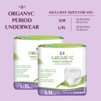 Organyc Certified Organic Cotton Disposable Period Underwear for Sensitive Skin 12 Hours Complete Protection Size L/XL 4 Count