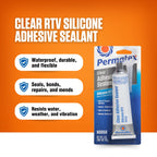 Permatex 80050 Clear RTV Silicone Adhesive Sealant, 3 oz