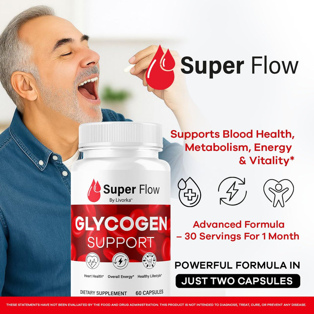 Super Flow Glycogen Capsules - Official SuperFlow Advanced Glycogen Support Pills - Maximum Strength, Natural Formula Vitamins for Overall Health & Wellness Reviews, 60 Capsules for 1 Month
