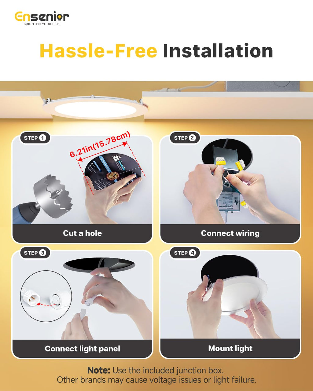 Ensenior 12 Pack 6 Inch LED Recessed Light, Dimmable, 5000K Daylight, 1200LM High Brightness, 12W 120V, Damp Rated, ERL-12X-ETL, Ultra-Thin Canless Wafer Light - ETL & FCC & IC