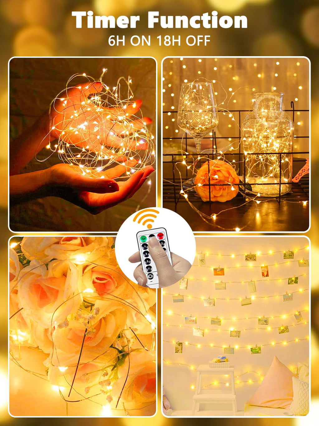 3 PK 78FT 240LED Fairy Lights Battery Operated with Timer Remote Warm White