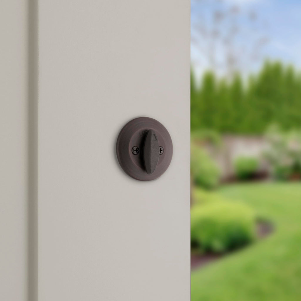 Kwikset 660 Deadbolt Lock, Venetian Bronze Round Exterior Keyed Front Entry Door, Pick Resistant SmartKey Rekey Security, Single Cylinder Dead Bolt