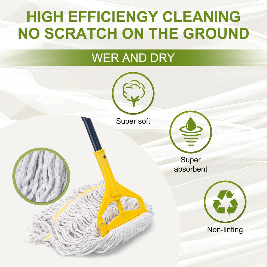 KeFanta 2 Pack Commercial Mop Heavy Duty,Industrial String Cotton Wet Mops