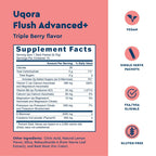 Uqora Flush Advanced+ - Helps Reduce Risk of Recurrent UTI** - with Cranberry, D-Mannose, Vitamin C, Vitamin B6 & Potassium - Gluten-Free & Vegan - Triple Berry Flavor - 20 Packets (2 Pack)