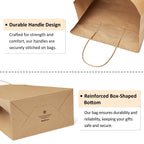 BagDream Gift Bags with Handles 8x4.25x10.5 Inch Brown 50 Pack Bulk