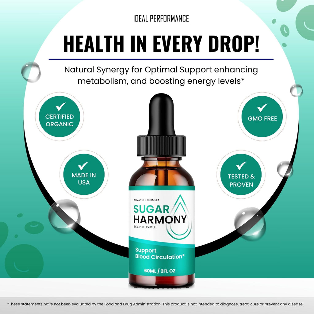 Sugar Harmony Drops, SugarHarmony Blood Formula Support Supplement Drops - Maximum Strength, All Natural Healthy Circulation, Stable Levels & Overall Health, Advanced Sugar Harmony Reviews (1 Pack)