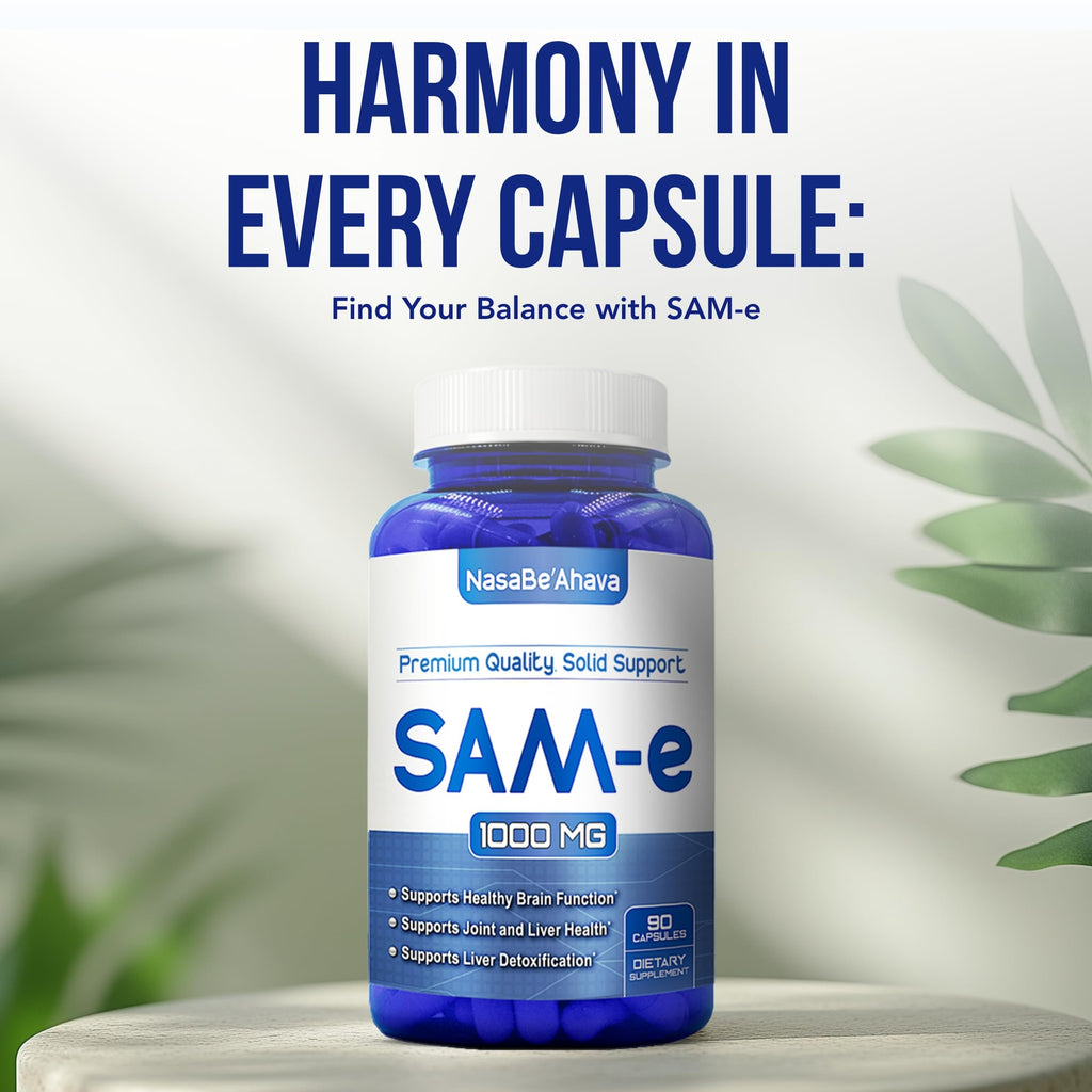 NasaBeahava Extra Strength SAM-e Supplement | Same S-Adenosyl-L-Methionine 1000mg per Serving for Bone and Mood Support Supplement | Made in the USA Non-GMO and Gluten Free (45 Day Supply) (Single)