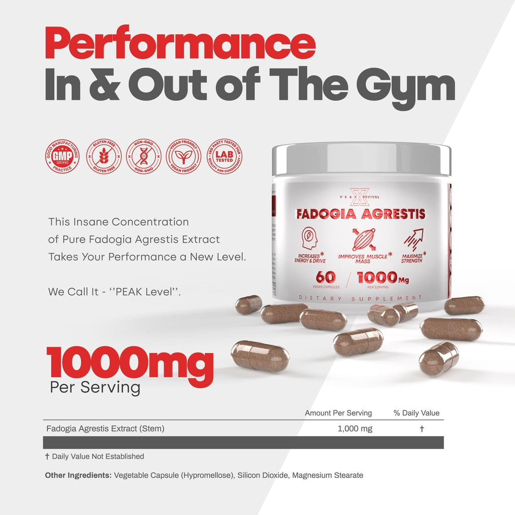 Peak Revival-X Turkesterone & Tongkat Ali Lean Muscle Growth & Recovery + Fadogia Agrestis Muscle Stack for Athletic Performance & Muscle Mass (60 Capsules)
