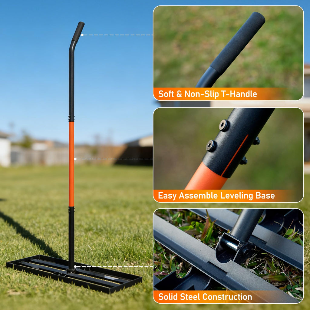 Lawn Leveling Rake, 30"x10" Leveler with 78" Adjustable Handle
