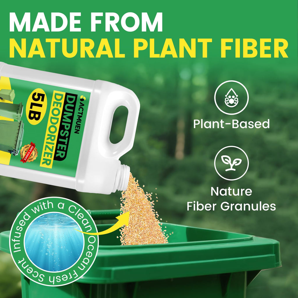 5lbs Trash Can Deodorizer & Liquid Absorber – Odor Absorbing Granules for Trash Cans, Kitchen Bins & Outdoor Dumpsters – Plant-Based Garbage Deodorizer for Fresher-Smelling Bins