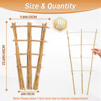 10 Pack 2ft Bamboo Trellis for Climbing Plants, Fan-Shaped Garden Support