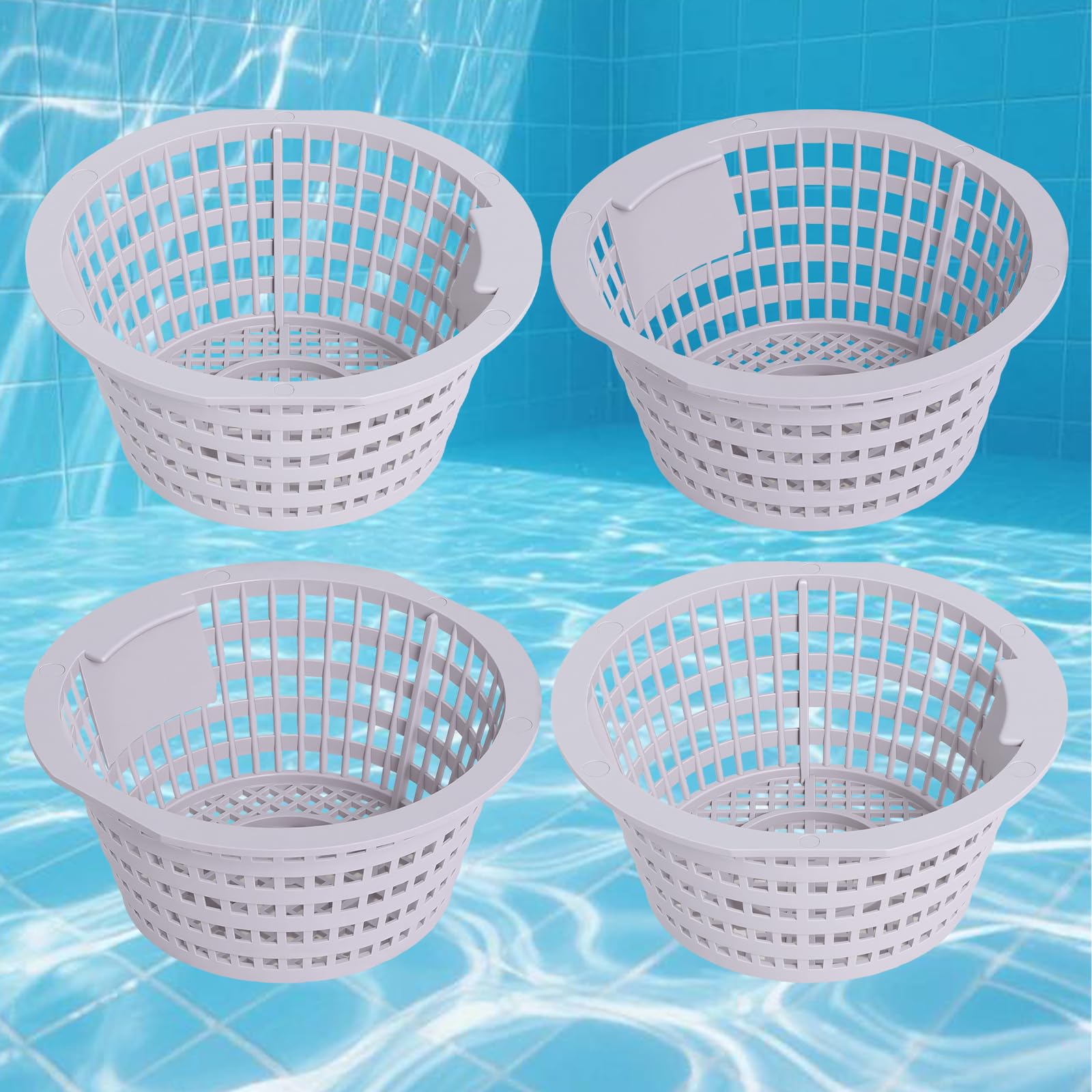 Podoy Pool 8928 Skimmer Basket for Above-Ground and In-Ground Swimming Pool Replacement Parts Compatible with Swimline Hydrotools 8928 Olympic ACM88 4-Pack