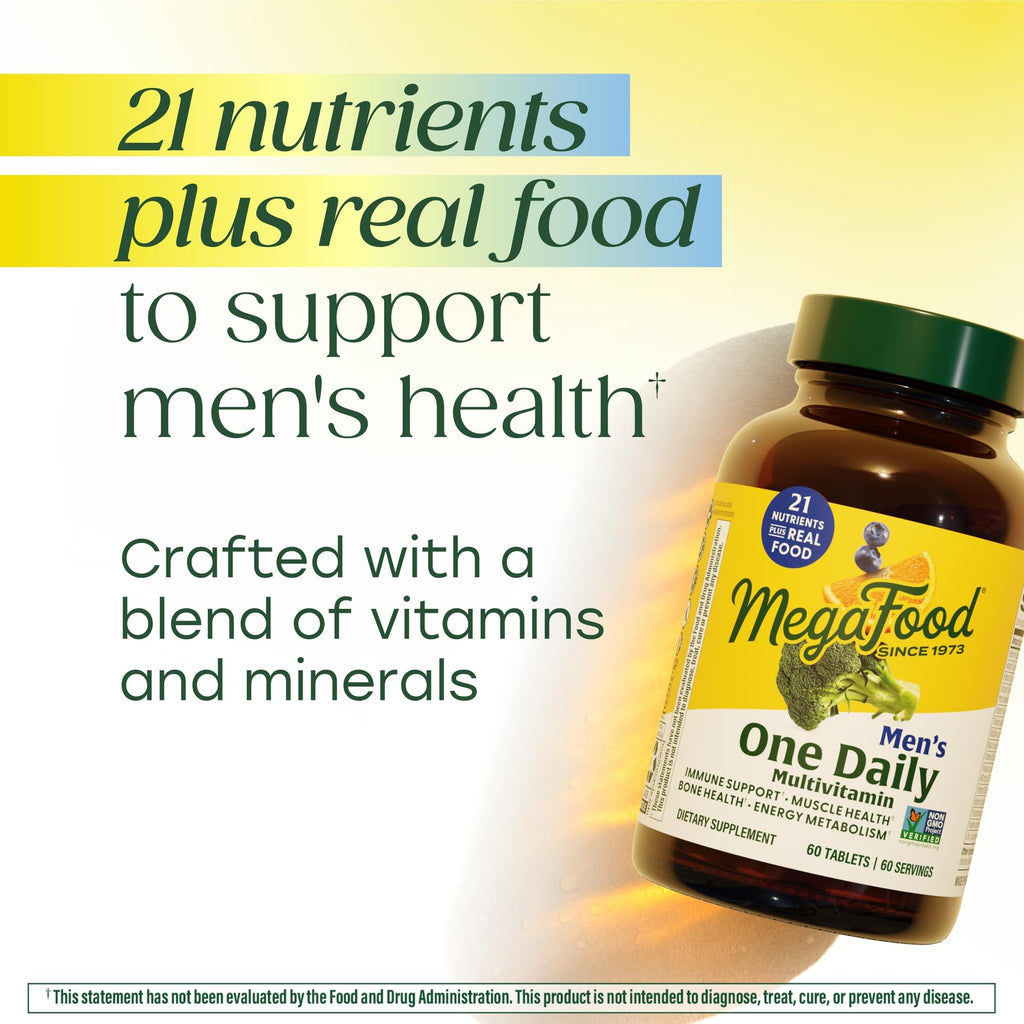 MegaFood One Daily Mens Multivitamins - Multivitamin for Men - Vitamin C, Vitamin D3 & Vitamin B12 - Muscle, Energy Metabolism & Immune Support - Vegetarian, Gluten Free - 30 Tablets, 30 Servings