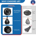Fuxury 55-60 Gallon Trash Bags 150 Count Black Garbage Bags Made in USA