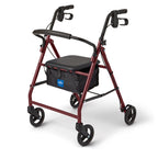 Medline Steel Rollator Walker for Adult Mobility Impairment, Burgundy, 350 lb. Weight Capacity, 6” Wheels, Foldable, Adjustable Handles, Rolling Walker for Seniors