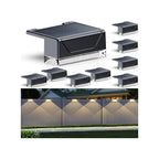 LIANGLOME Solar Fence Lights Outdoor - 3000/4000/6000K 3 Mode, IP65 Waterproof Solar Powered Fence Lights, Dusk to Dawn for Outside, Backyard/Step/Patio/Deck/Stair Railings and Wall (8 Pack)