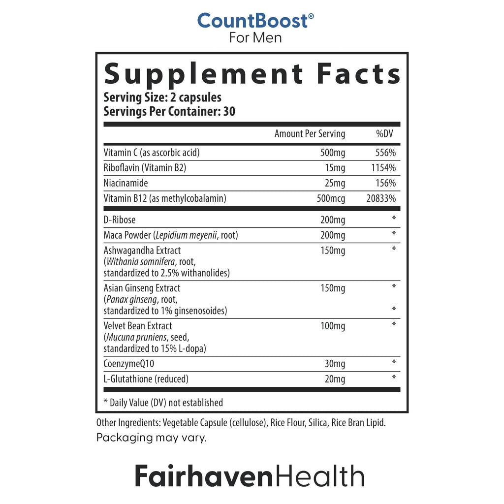 Fairhaven Health FertilAid for Men and Countboost Combo | Prenatal Male Fertility Supplement | Count and Motility Support Pre Conception for Him | Fertility Support Includes L-carnitine, Zinc, Folate
