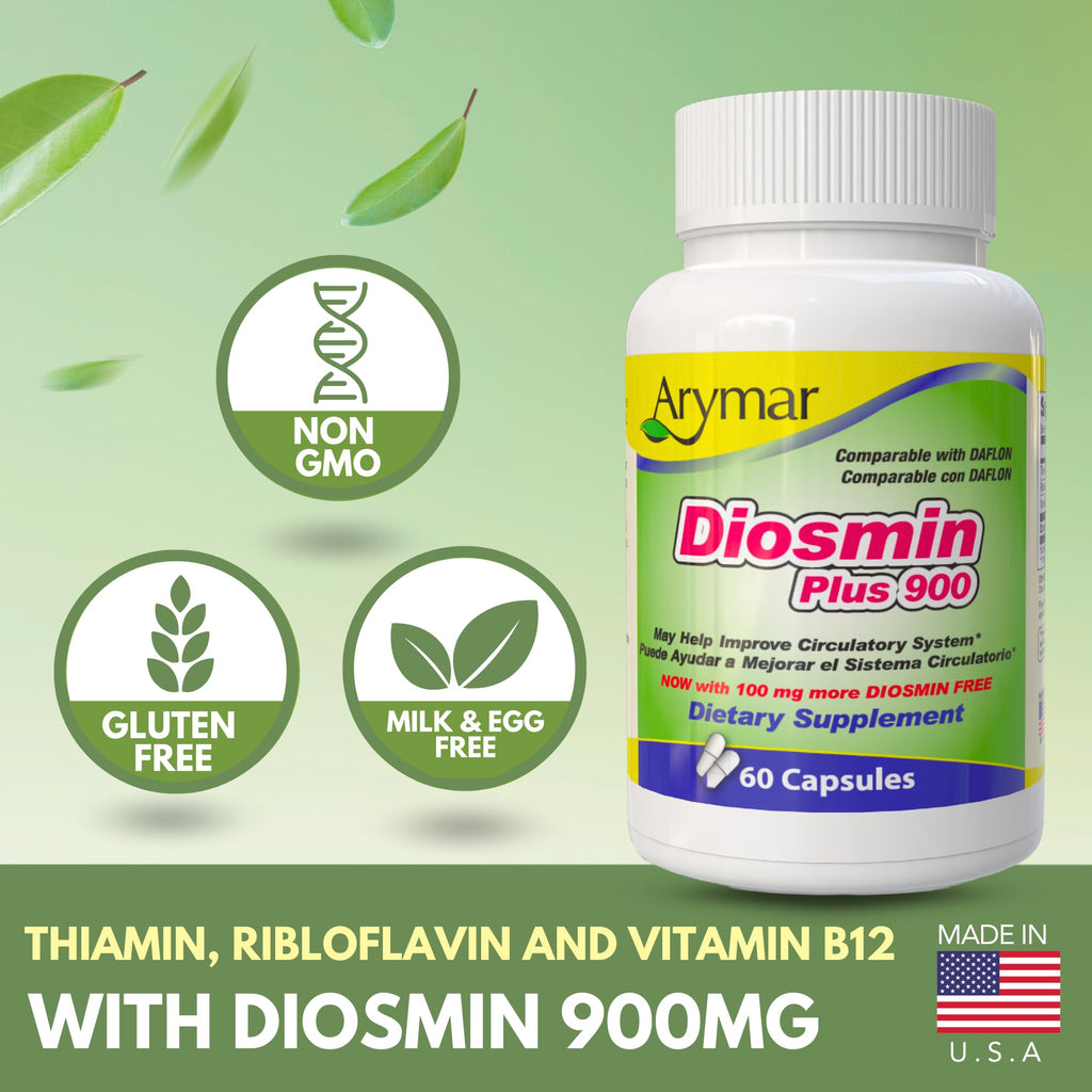 Arymar Diosmin Plus 900, Circulatory System Support (60 Capsules/Pack of 1)