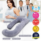 Momcozy Pregnancy Pillows for Sleeping, U Shaped Full Body Maternity Pillow with Removable Cover - Support for Back, Legs, Belly, HIPS for Pregnant Women, 57 Inch Pregnancy Pillow for Women, Grey