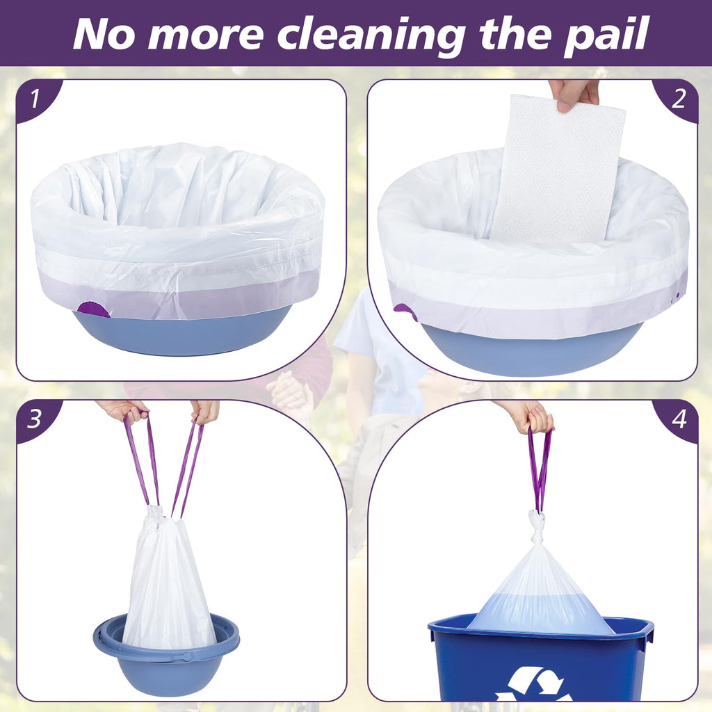 Commode Liners with Absorbent Pads, 60 Commode Liners and 60 Commode Pads, Potty Bags for Portable Toilet Potty Chair Liners for Portable Toilet, Adult Commode Chair and Bedpan