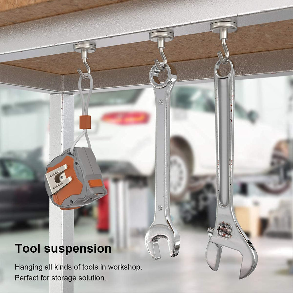 GREATMAG Magnetic Hooks Heavy Duty, 110 lbs Strong Hooks for Hanging, Magnets with Hook for Cruise Cabins, Grill, Fridge, Pack of 12