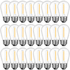GvvooHome 24 Pack Shatterproof S14 LED Replacement Bulbs for Outdoor String Lights, 1W Equivalent to 11W Incandescent Bulb, Soft White 2200K, Dimmable, E26 Regular Medium Screw Base
