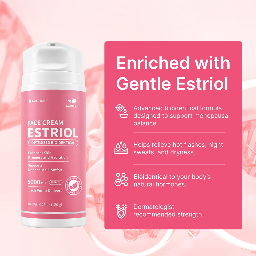 Jardient Estriol Cream Bioidentical for Women: Bioidentical Formula, Daily Moisturizing Cream for Midlife Comfort with Wild Yam - 4.25 Ounce
