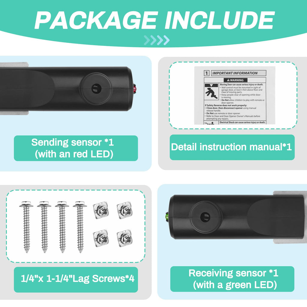 for Genie Garage Door Sensor, Replacement for Genie/Overhead Garage Door Sensor, Compatible with Genie/Overhead Garage Door Opener Made After 1993, Item Includes Two Sensors (Receiving&Sending)