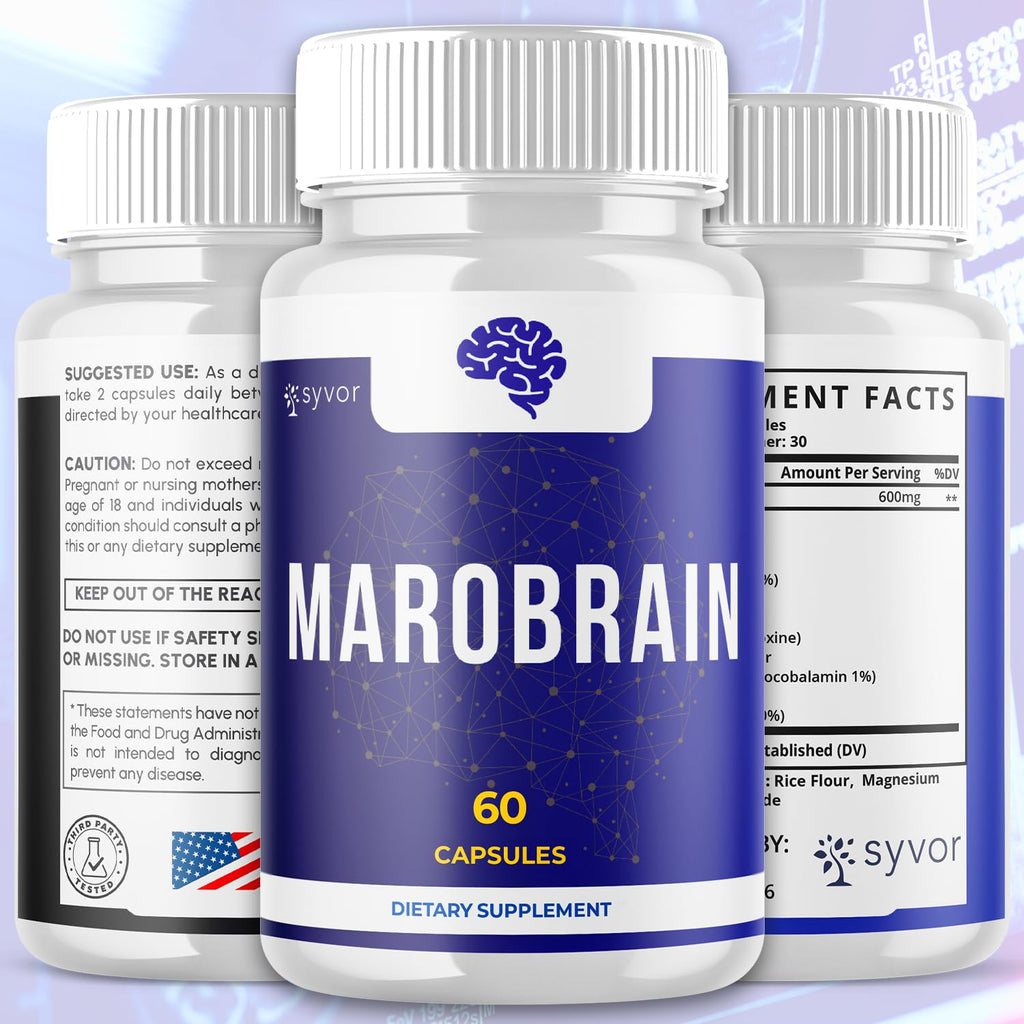 (3 Pack) Marobrain Capsules, Official Marobrain Pills with All Natural Ingredients, Advanced Formula Brain Health Support Supplement with Max Strength Premium Vitamins for Women & Men (180 Capsules)