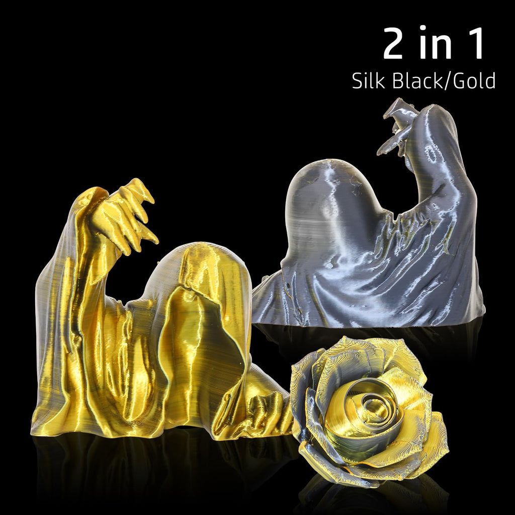LOVOON Silk Dual-Color PLA Filament with Black and Gold,1.75mm PLA Filament DualColor Change by Angle,Compatible with Most FDM 3D Printers,1kg(2.2lbs)/Spool