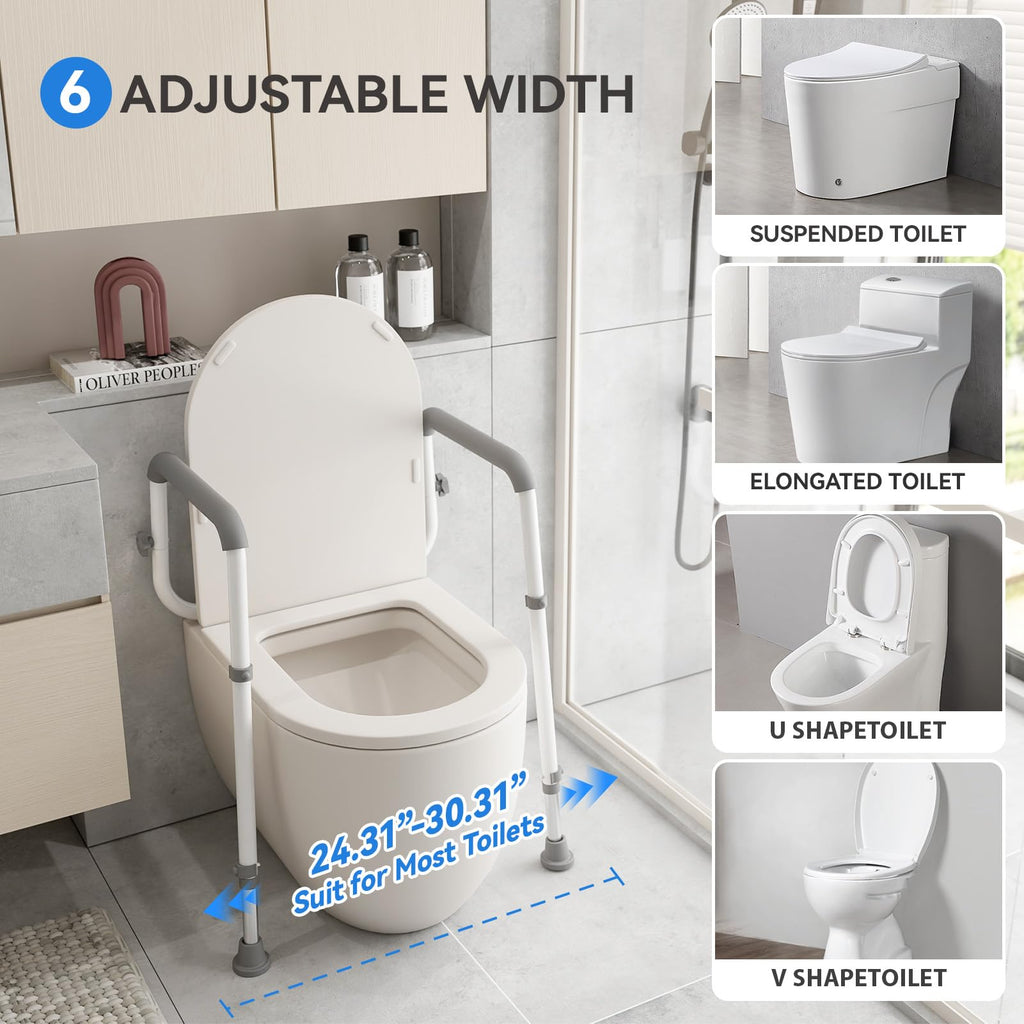 Toilet Safety Rails Medical Steel Sturdy Toilet Handle Height-Adjustable Leg Provides Support for Seniors, Disabled and Pregnant Women