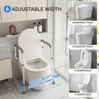 Toilet Safety Rails Medical Steel Sturdy Toilet Handle Height-Adjustable Leg Provides Support for Seniors, Disabled and Pregnant Women