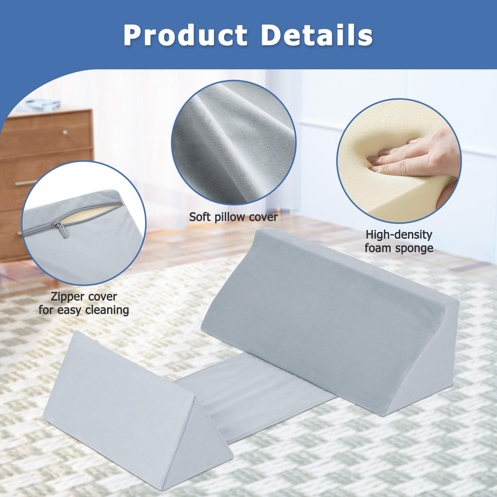 Fanwer Wedge Pillow for Side Sleeping, Back Pillow for Side Sleeper, Bed Wedges & Body Positioners for After Surgery, Anti Snoring, Back Pain, Preventing Bedsores