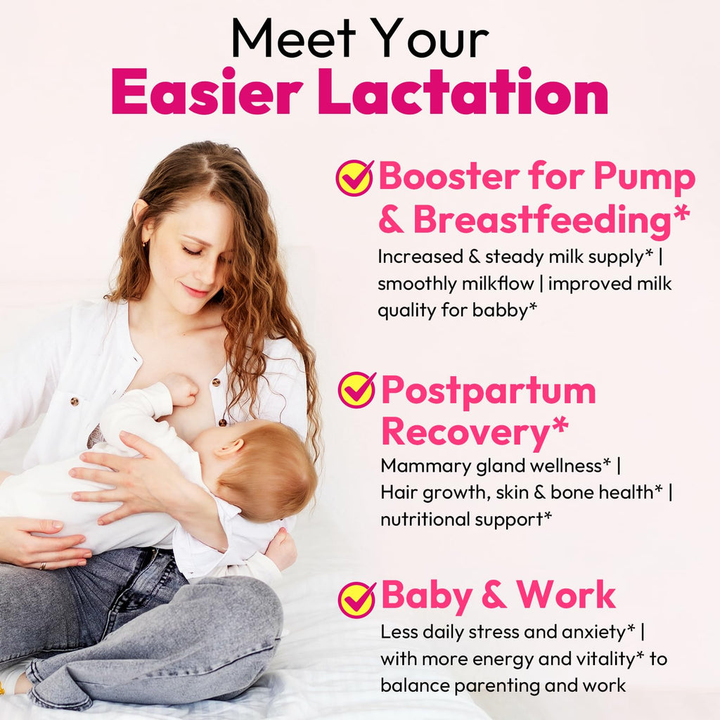 Lactation Supplement, Postpartum Lactation Support Gummies for Breastfeeding, with Milk Thistle and Postnatal Vitamins As Breast Milk Supply Booster, Recovery, Hair Growth, 60 Count Sugar Free & Vegan