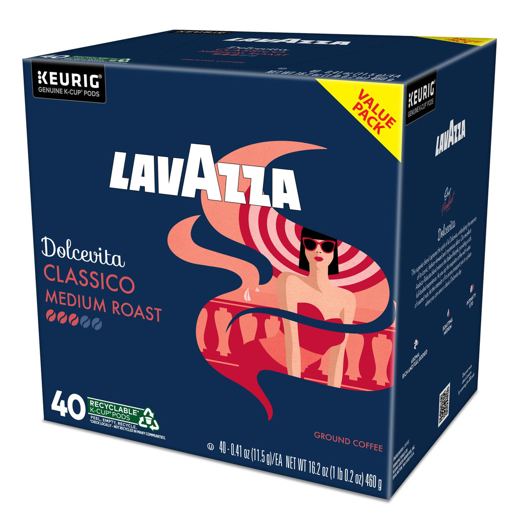 Lavazza Dolcevita Classico, Single-Serve Keurig K-Cup Pods, Medium Roast Coffee, 40-Count Box