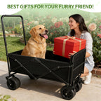 Dog Stroller for Large Dogs,Pet Stroller for Medium Dogs Up to 150lbs,Folding Dog Wagon Cart,Heavy Duty All-Terrain with Adjustable Handle,Storage Organizer,Waterproof Oxford Fiber,Black