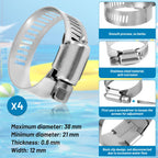 IDEASURE 1.25" x 59" Pool Hoses for Above Ground Pools - Pool Pump Replacement Hose Compatible with In tex Pump Model #607/#637, 2 Pack with 4 Hose Clamps